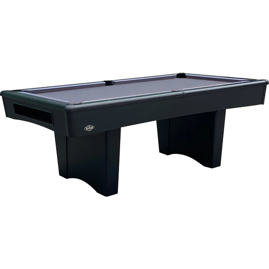 Black pool table on a white background