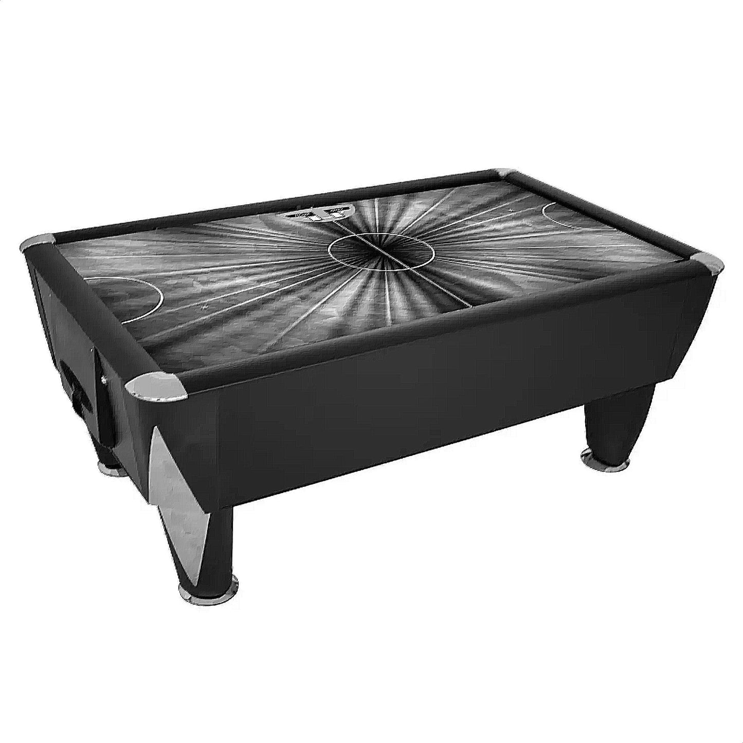 Black pool table with a white background