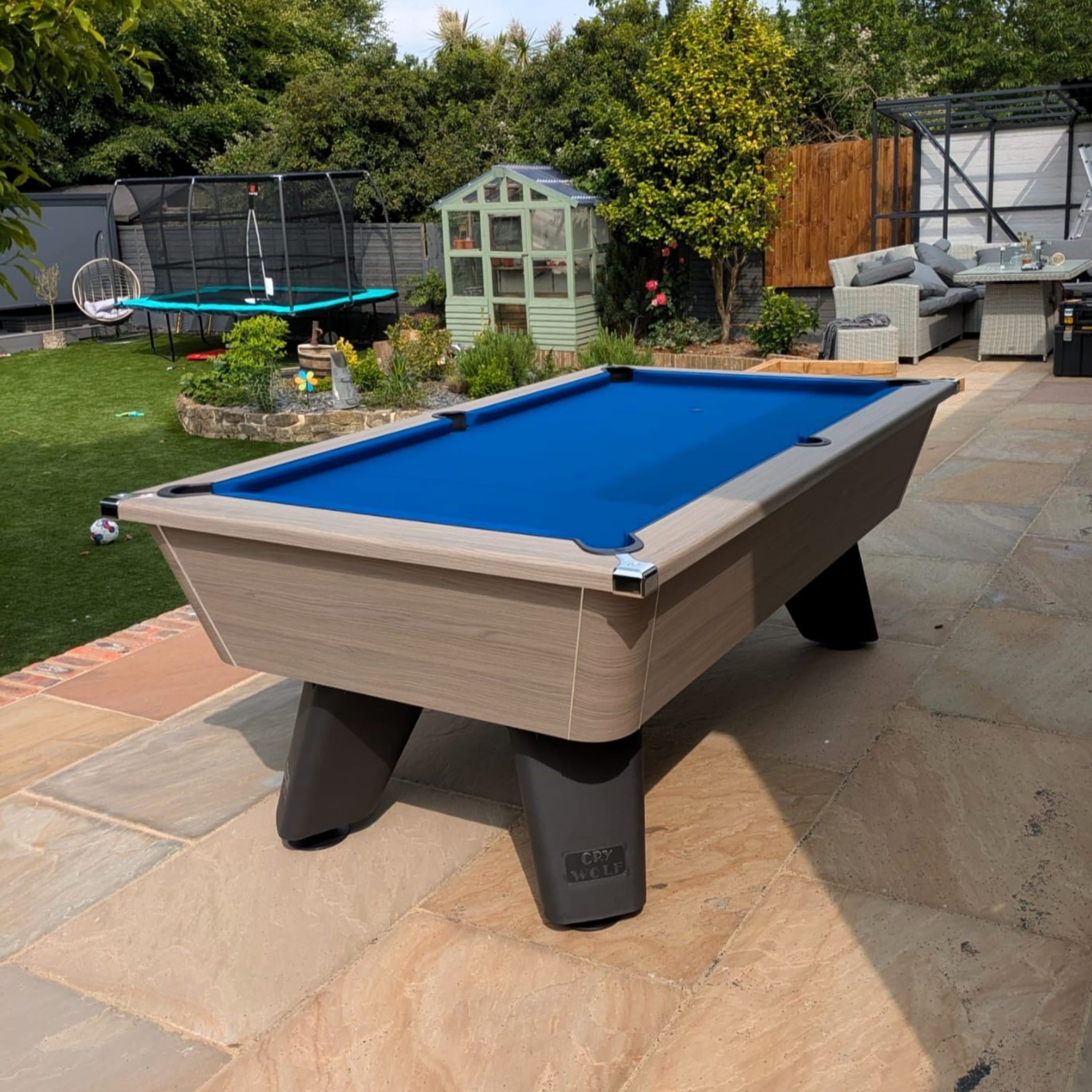 Cry Wolf Driftwood Outdoor Pool Table UK | Slate Bed Garden Table (6ft ...